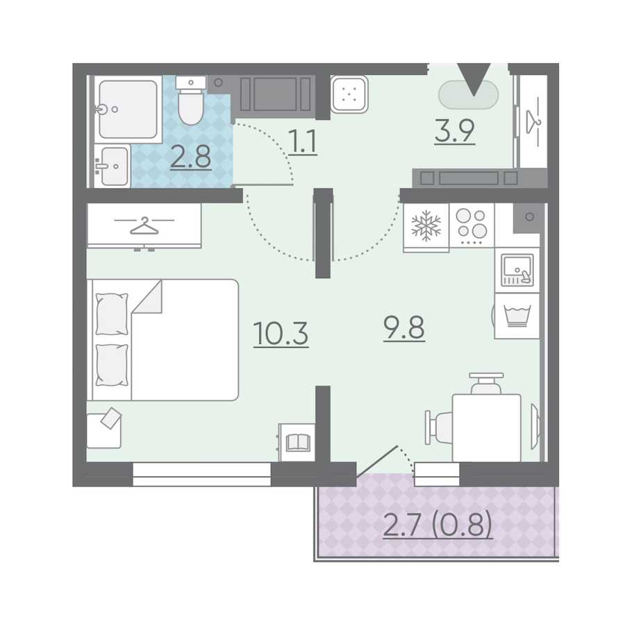 Однокомнатная квартира в : площадь 28.7 м2 , этаж: 19 – купить в Санкт-Петербурге